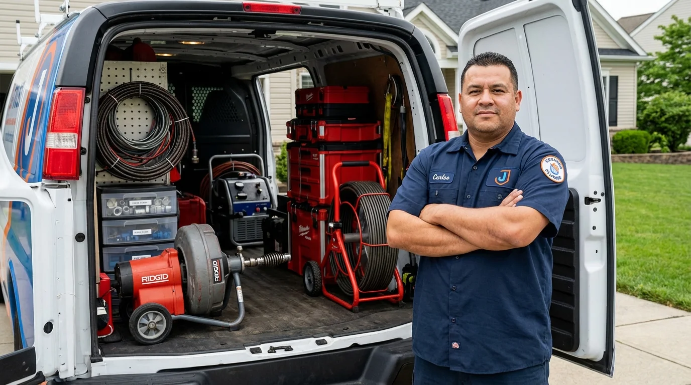 Professional drain cleaning equipment and Johns Plumbing LLC plumber in White Castle
